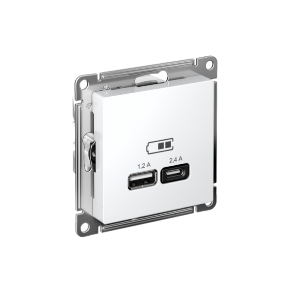 Розетка USB AtlasDesign тип A+C 5В/2.4А 2х5В/1.2А механизм лотос SE ATN001339