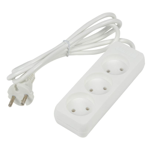 Удлинитель 3х2м без заземл. 10А Ultra S-CU3-2 WHITE бел. Uniel UL-00009981