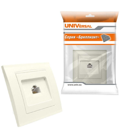 Розетка компьютерная 1-м СП Бриллиант сл. кость UNIVersal 7948820