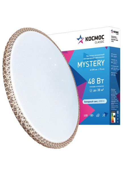 Светильник светодиодный Classic MYSTERY 48Вт 230В 6500К 3120Лм 390х76мм настенно-потолочный бронза КОСМОС KCMist48W_6500