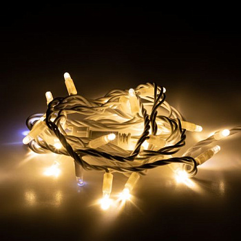 Гирлянда светодиодная "Нить" 3м 30LED тепл. бел. IP65 новогодняя провод бел. каучук (без шнура питания) ERAPS-WK3 Эра Б0056014