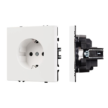 Розетка ARL NOBE SCT-MEU-SFPL-WH 16А 250В с заземл. со шторками софт-тач бел. кварц Arlight 054276(1)