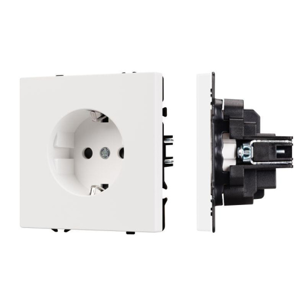 Розетка ARL NOBE SCT-MEU-SFPL-WH 16А 250В с заземл. со шторками софт-тач бел. кварц Arlight 054276(1)