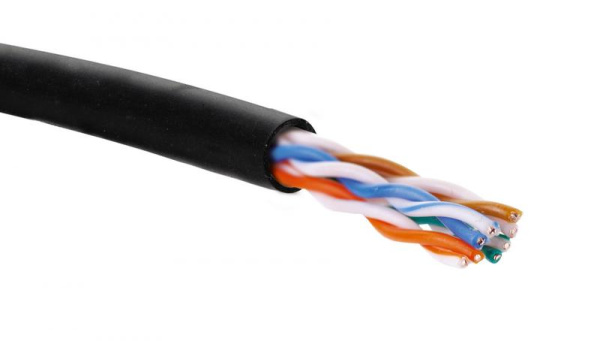 Кабель U/UTP кат.5E 4 пары V-LINK 22 AWG нгA-HF внешн./внутр. прокладки черн. Eurolan 19C-U5-11BL