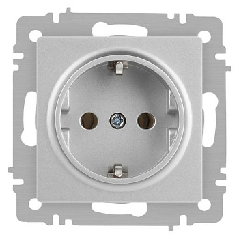 Розетка 1-м СП Accent 6-202-03 16А IP20 250В 2P+E Schuko алюм. Intro Б0063686