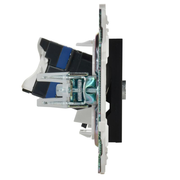 Розетка двойная TV+RJ45 кат.6E SKANDY SK-A15Bl черн. IEK SK-AK20-2-K02