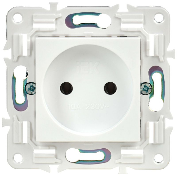 Розетка SKANDY 10А без заземл. без защ. шторок SK-R02W арктич. бел. IEK SK-R10-10-K01