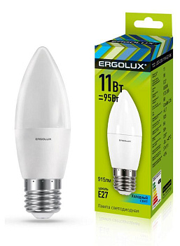 Лампа светодиодная LED-C35-11W-E27-4K 11Вт свеча матовая 4000К бел. E27 220-240В Ergolux 13622