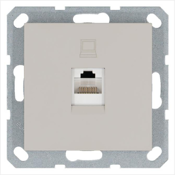 Розетка компьютерная 1-м RJ45 IP20 кат. 5E механизм тауп Jasmart G6105T