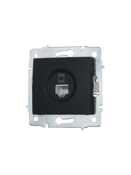 Розетка компьютерная 1-м СП KARINA IP20 RJ45 кат.6 механизм черн. LEZARD 707-4288-140