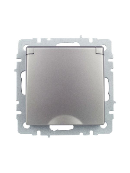 Розетка BRITE РСбш10-3-БрС 16А IP20 с заземл. защ. шторки с крышкой механизм сталь IEK BR-R16-16-K46