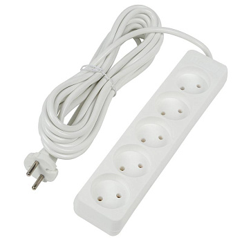 Удлинитель 5х5м без заземл. 10А Ultra S-CU5-5 WHITE бел. Uniel UL-00009991