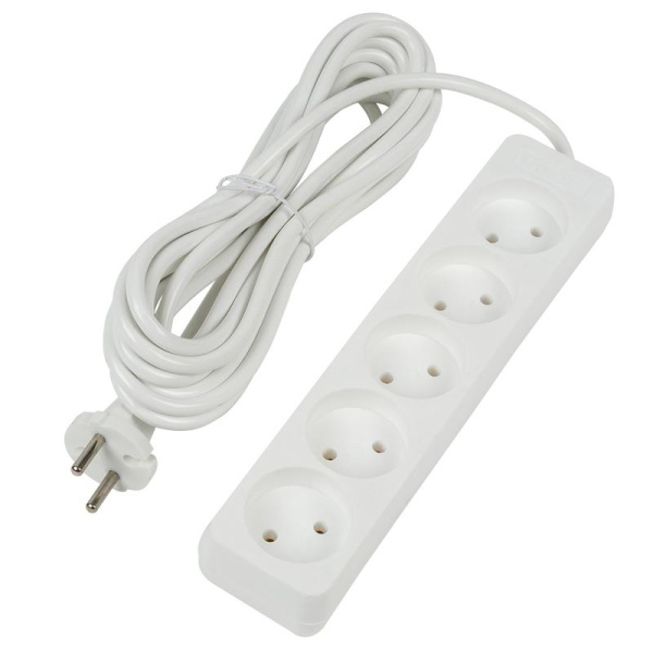 Удлинитель 5х5м без заземл. 10А Ultra S-CU5-5 WHITE бел. Uniel UL-00009991