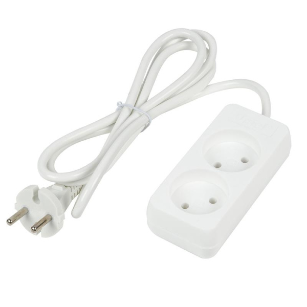 Удлинитель 2х1.5м без заземл. 10А Ultra S-CU2-1.5 WHITE бел. Uniel UL-00009975