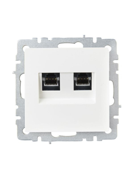 Розетка компьютерная двойн. СП RJ45 кат.6 BRITE РК11-2-БрБ механизм бел. IEK BR-K20-2-K01