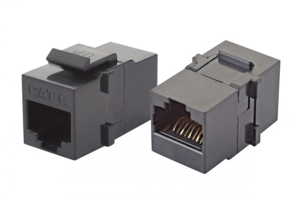 Адаптер проходной Keystone RJ45-RJ45 UTP кат.6 черн. Eurolan 12B-U6-03BL