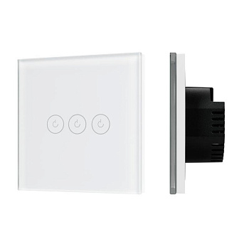 Выключатель сенсорный 3-кл. СП SWT-OMALI-S03-ZB-WH 10А IP20 250В Zigbee стекло бел. Arlight 050042