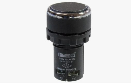 Кнопка нажимная моноблочная 22мм IP 40 1НО+1НЗ черн. EMAS MB102DH
