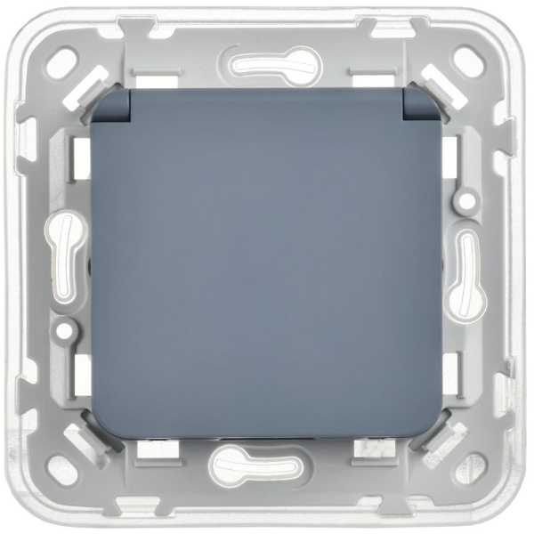 Розетка СП FLITE РСшкр11-1-44-ФлМ 16А IP44 с заземл. с защ. шторками и крышкой безвинтовое крепление механизм маренго IEK FI-R16-16-1-44-K35