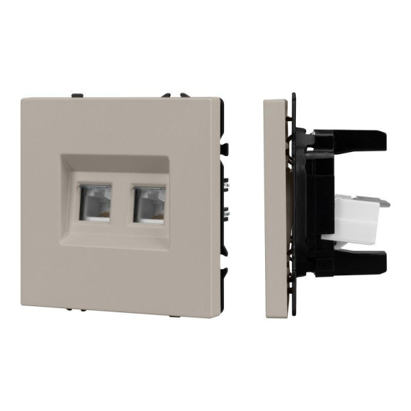 Механизм сдвоенной телефонной розетки SCT-NOBE-MTL2-SFPL-CA (RJ-11 4C) кашемир Arlight 061889