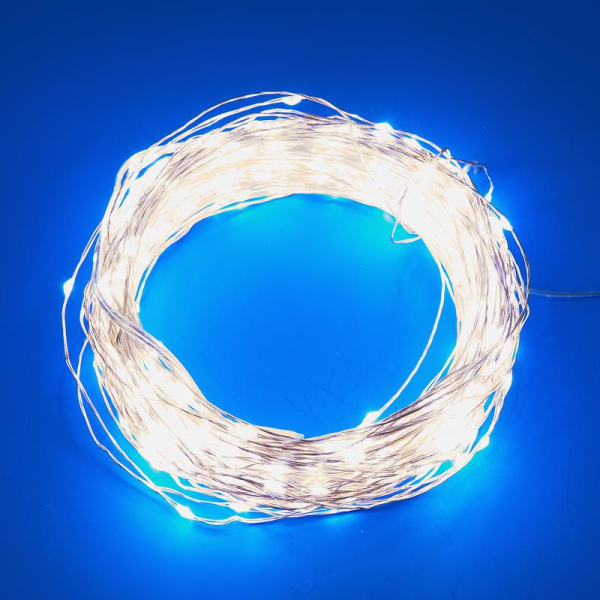 Гирлянда светодиодная "Роса" ULD-S10000-1000/DTA/RC WHITE IP44 100м 1000LED бел. пульт ДУ провод прозр. Uniel UL-00009945