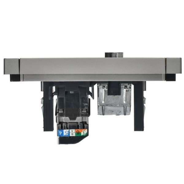 Розетка 2-м TV+RJ45 кат.5E FORTE&PIANO FP536 сталь IEK FP-AK20-1-K46