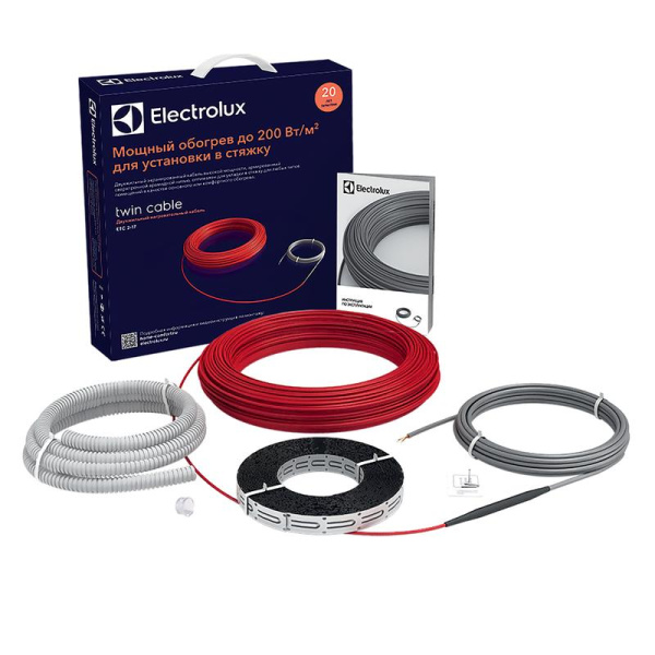 Комплект "Теплый пол" (кабель) 300Вт 17.7м 2.5-1.5кв.м TWIN CABLE ETC 2-17-300 Electrolux НС-1073729