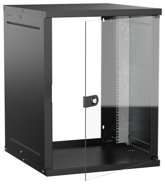 Шкаф настенный 15U 600х650мм дверь стеклян. черн. GENERICA LWE5-15U67-GF-G