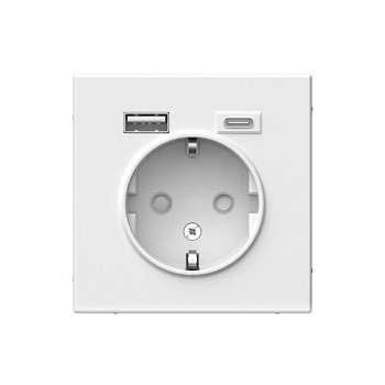 Розетка ArtGallery 16А с 2-мя заряд. устройствами USB A+C 5В/2.4А/3А 2х5В/1.5А механизм бел. SE GAL000132