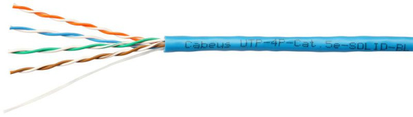 Кабель витая пара U/UTP кат.5E 4х2х24AWG solid PVC нг(А)-LS UTP-4P-Cat.5e-SOLID-BL син. (уп.305м) Cabeus 7248c