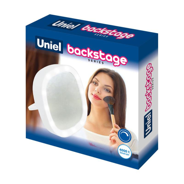Зеркало ULK-F71 WHITE карманное с подсветкой на батарейках 3AAA (не в/к) бел. Uniel UL-00007511