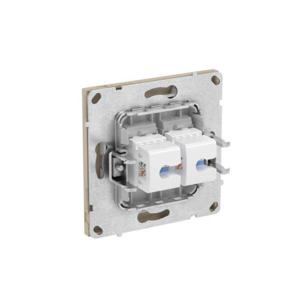 Розетка компьютерная 2-м KANT RJ45 кат.6A без шторки ванильн. марципан DKC 7015674