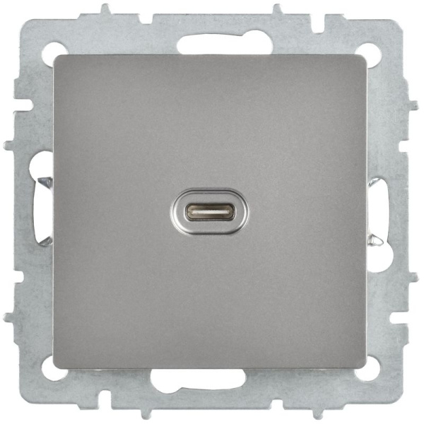 Розетка СП BRITE РЮ12-1-БрС USB C 65Вт высокоскор. заряд. сталь IEK BR-U13-065-K46