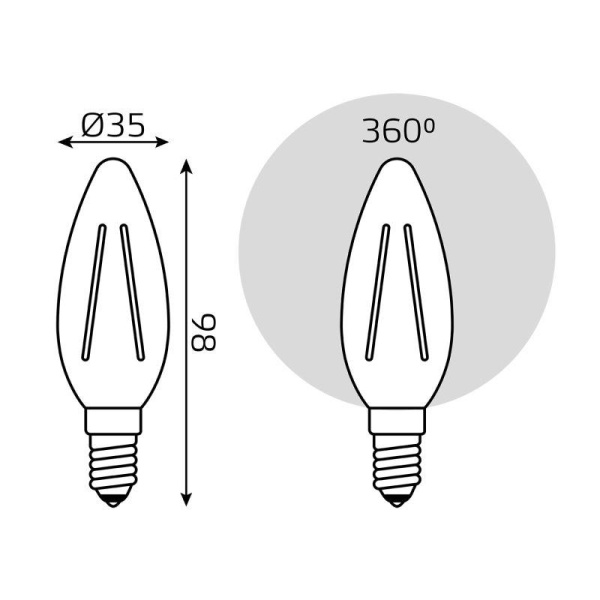 Лампа светодиодная филаментная Filament Elementary 8Вт свеча 4100К Е14 540лм GAUSS 32128
