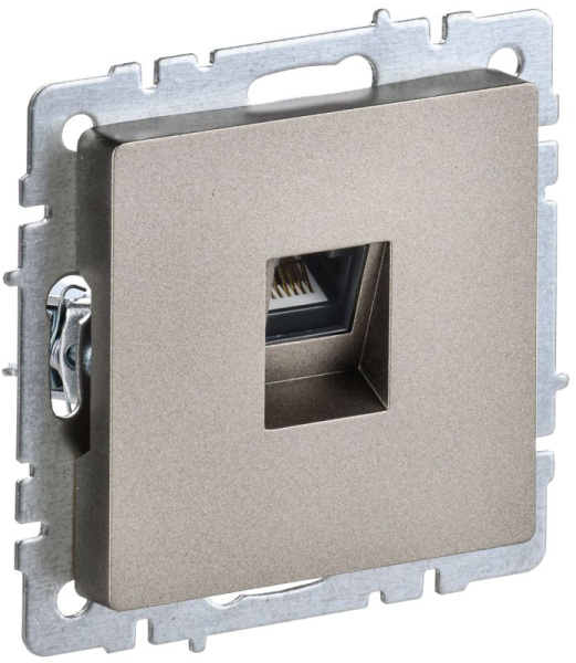 Розетка компьютерная СП RJ45 кат.6 BRITE РК11-БрШ механизм шампань IEK BR-K10-2-K37