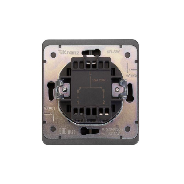 Выключатель 2-кл. СП ROUND MIELE 10А титан Kranz KR-78-0706-2