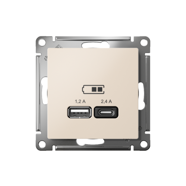Розетка USB AtlasDesign тип A+C 5В/2.4А 2х5В/1.2А механизм беж. SE ATN000239