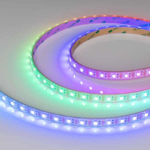 Лента светодиодная SPI-P-B60-12mm 12V RGB-PX1-BPT 8Вт/м IP66 5060 герметичная бегущий огонь (уп.5м) Arlight 041615(1)
