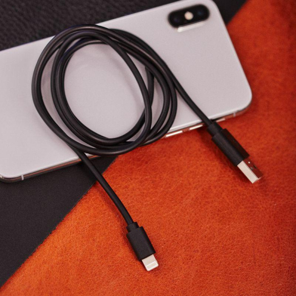 Кабель USB-A-Lightning для Apple 1А 1м ПВХ черн. Rexant 18-1122