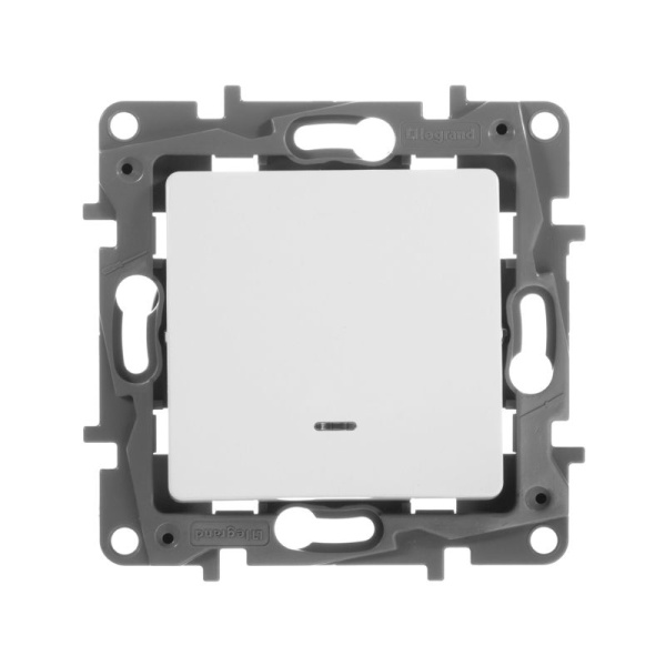 Переключатель 1-кл. СП Etika Plus 10А IP20 250В 10AX с подсветкой безвинтов. зажимы механизм бел. IEK 672215