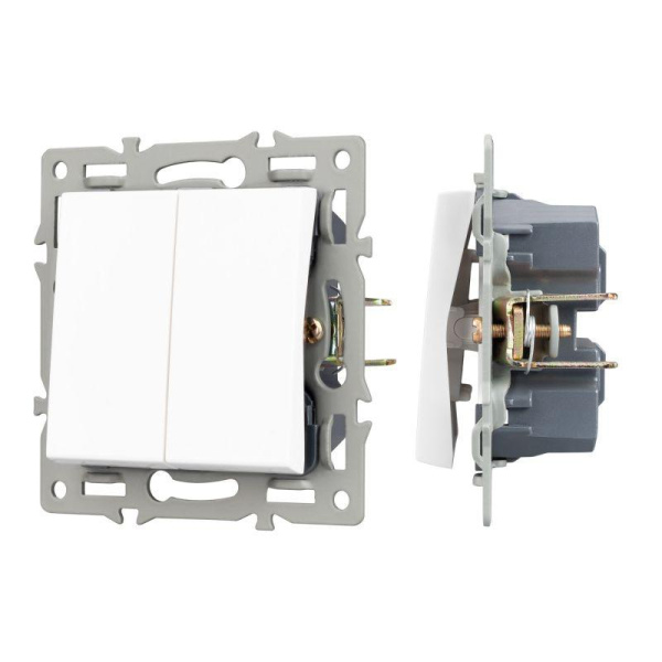 Механизм выключателя двухклавишный непроходной SWT-MK02-PL-WH (250В 16А) Arlight 043724