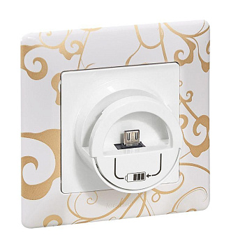 Станция зарядная Valena Life MicroUSB 240В/5В 1500мА с лиц. панелью бел. Leg 753011