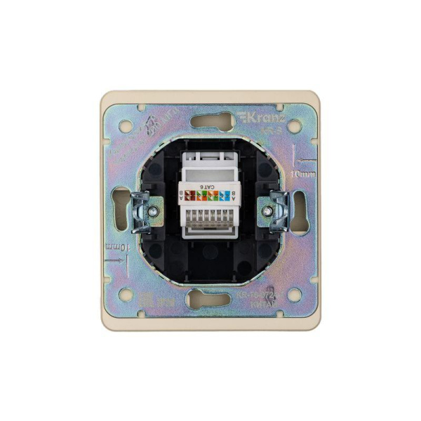 Розетка компьютерная 1-м СП ROUND 16А IP20 250В RJ45 кат.6 шелк Kranz KR-78-0724-7
