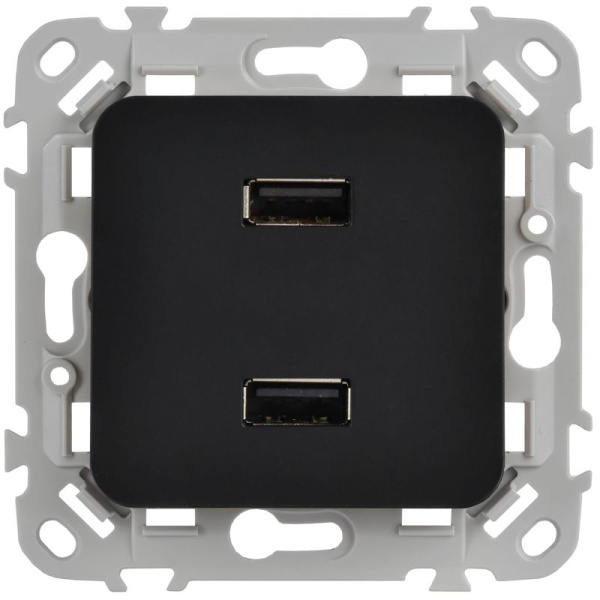 Розетка USB A+A 2вых. СП FLITE РЮ-2-ФлЧ 2.1А механизм черн. IEK FI-U21-D31-K02