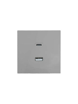 Розетка СП ZIMA IP20 Type-C + USB механизм сер. матов. LEZARD 704-7488-192TC