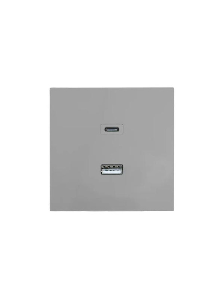 Розетка СП ZIMA IP20 Type-C + USB механизм сер. матов. LEZARD 704-7488-192TC