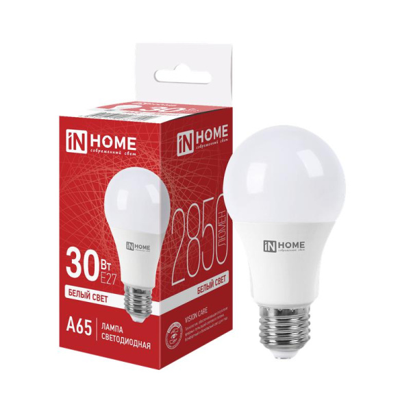 Лампа светодиодная LED-A65-VC 30Вт грушевидная 4000К E27 2850лм 230В IN HOME 4690612066240