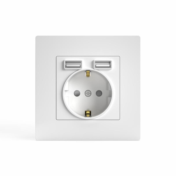 Розетка 1-м СП Pixel IP20 с заземл. с 2-мя заряд. устр. USB тип A+C механизм бел. TOKOV ELECTRIC TKE-PX-R1U2AC-C01