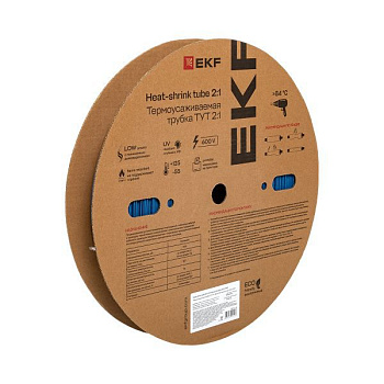 Трубка термоусадочная ТУТ нг 30/15 син. (уп.50м) EKF tut-30-g