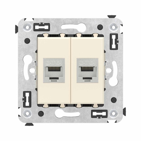 Розетка компьютерная 2-м СП Avanti "Ванильная дымка" RJ45 кат.6A без шторок экранир. механизм DKC 4405774